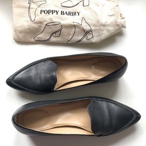 Poppy Barley black leather flats, W11.5